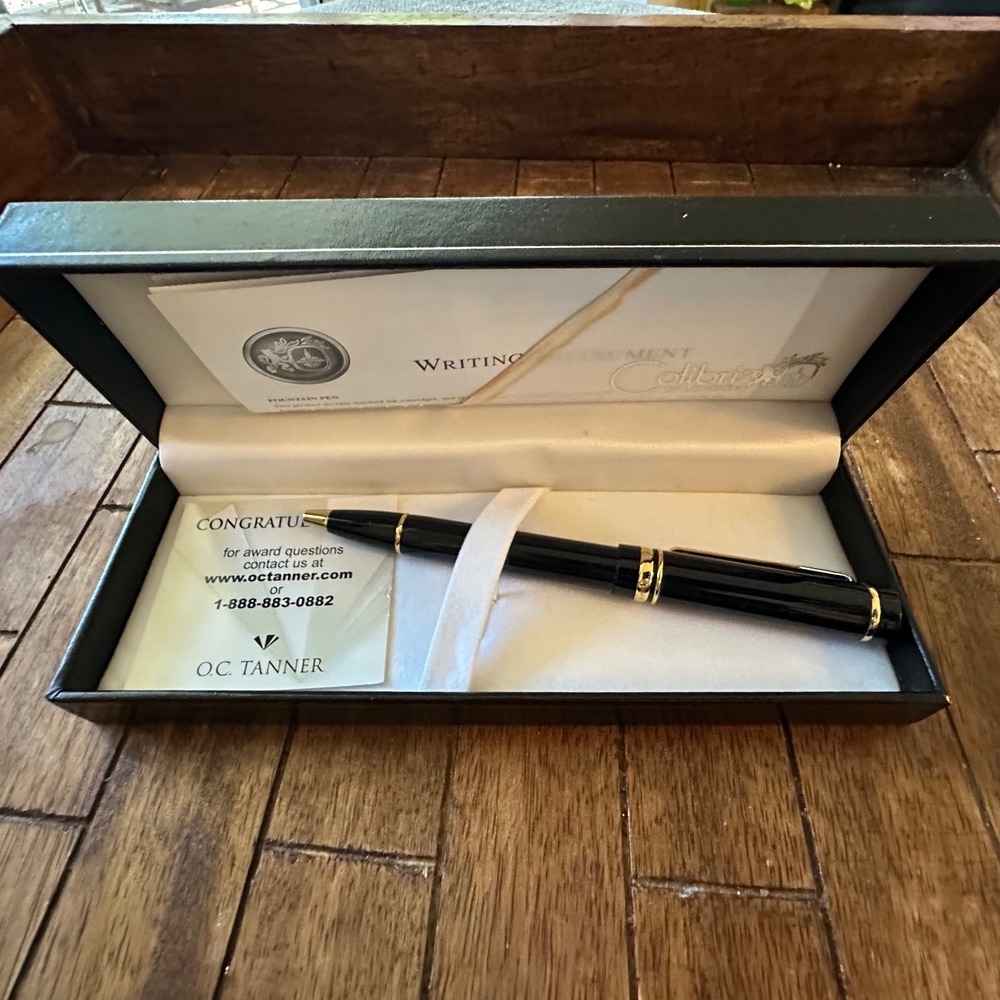 Colibri of London roller pen Black Gold‎ Tone Personalized Brown with Box EUC